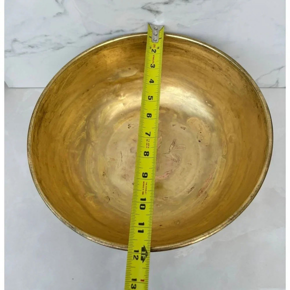Vintage Mid Century Asian Ethnic Chinese Solid Brass Bowl 12x6x5 - Picture 12 of 12